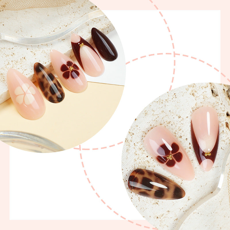 Artistic Press-On Nail Kit with Floral and Animal Prints Stornfield