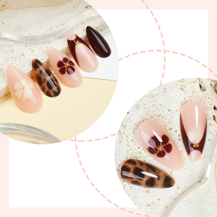 Artistic Press-On Nail Kit with Floral and Animal Prints Stornfield