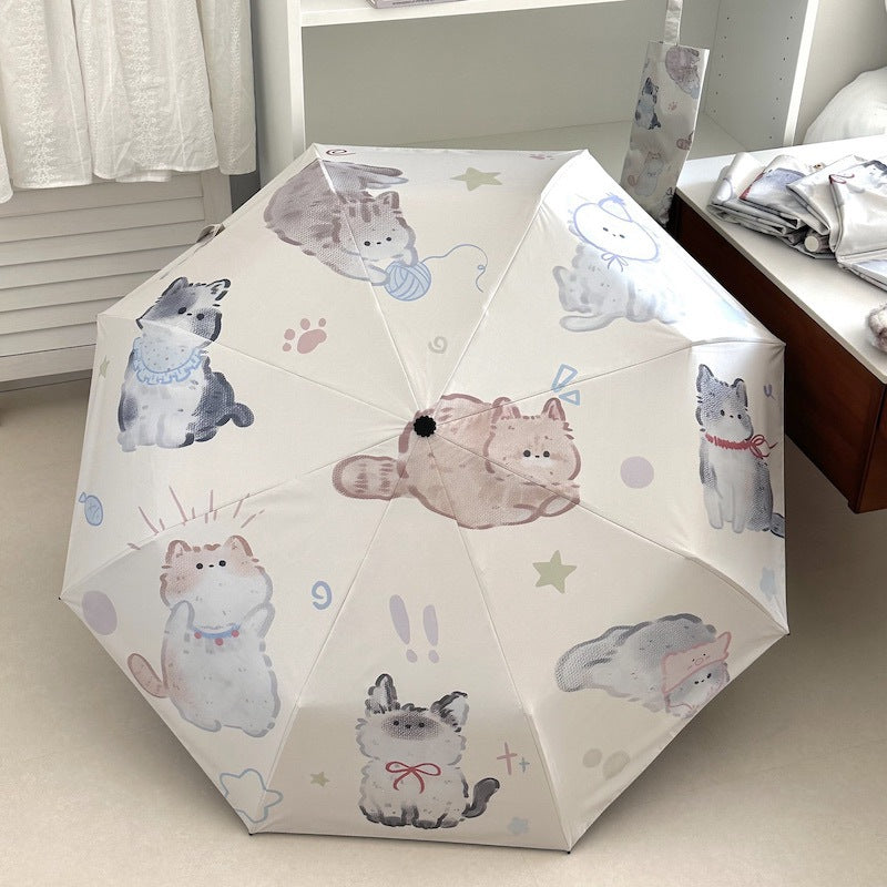 Women's Foldable Umbrella with Charming Cat Pattern Stornfield