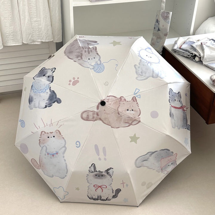 Women's Foldable Umbrella with Charming Cat Pattern Stornfield