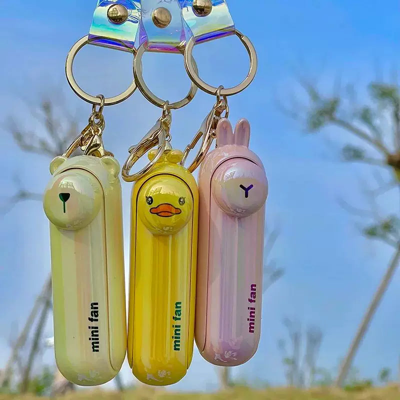 Unisex One Size Rechargeable Keychain Handheld Mini Fan with Wrist Strap and Novel Frog Charm Stornfield