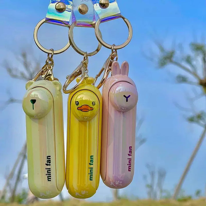 Unisex One Size Rechargeable Keychain Handheld Mini Fan with Wrist Strap and Novel Frog Charm Stornfield