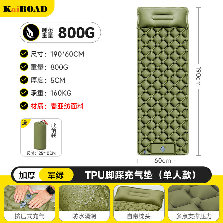 comfortable inflatable camping mat with integrated pillow and waterproof TPU surface Stornfield