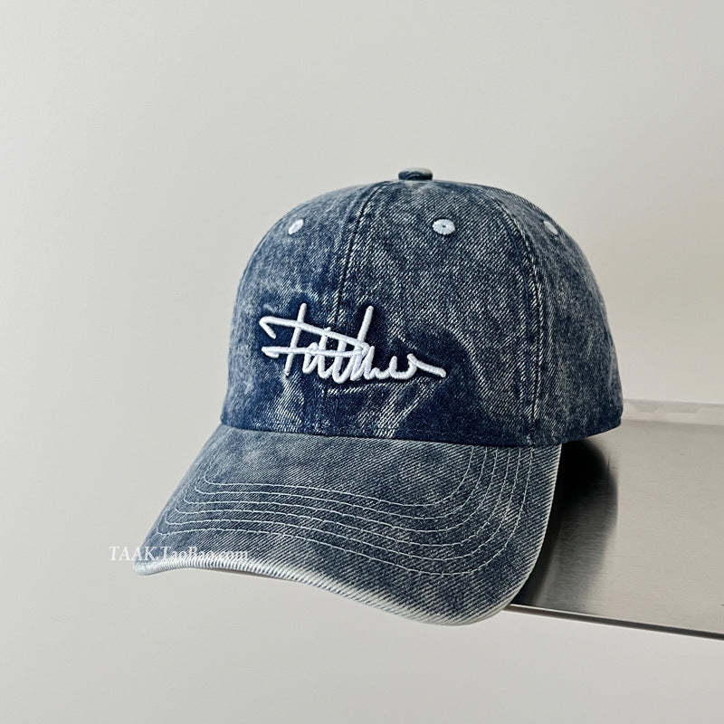 Women's Distressed Denim Embroidered Baseball Cap Stornfield