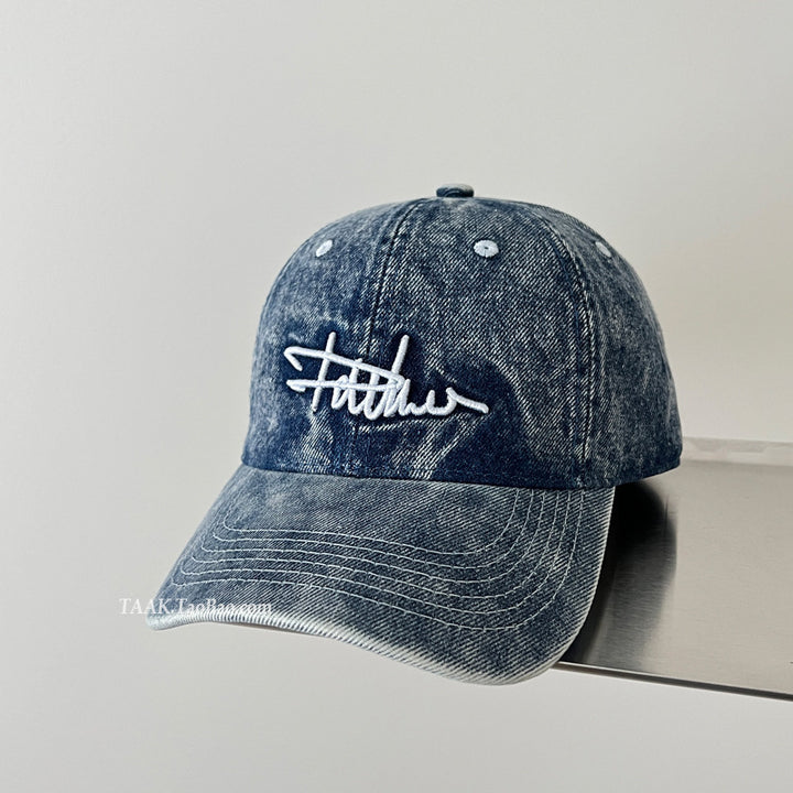 Women's Distressed Denim Embroidered Baseball Cap Stornfield