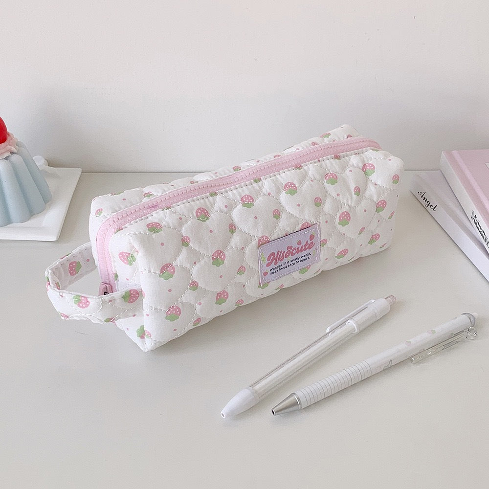 Strawberry Print Quilted Pencil Case Stornfield