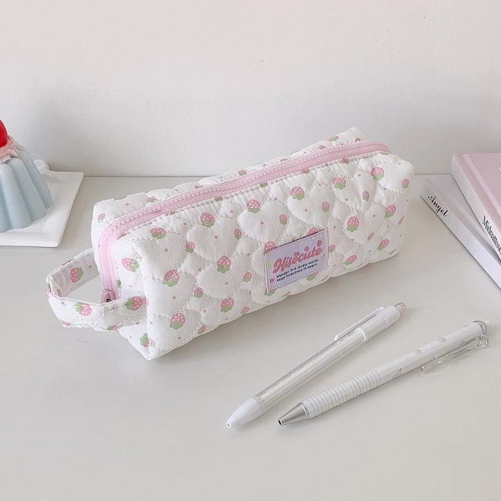 Strawberry Print Quilted Pencil Case Stornfield