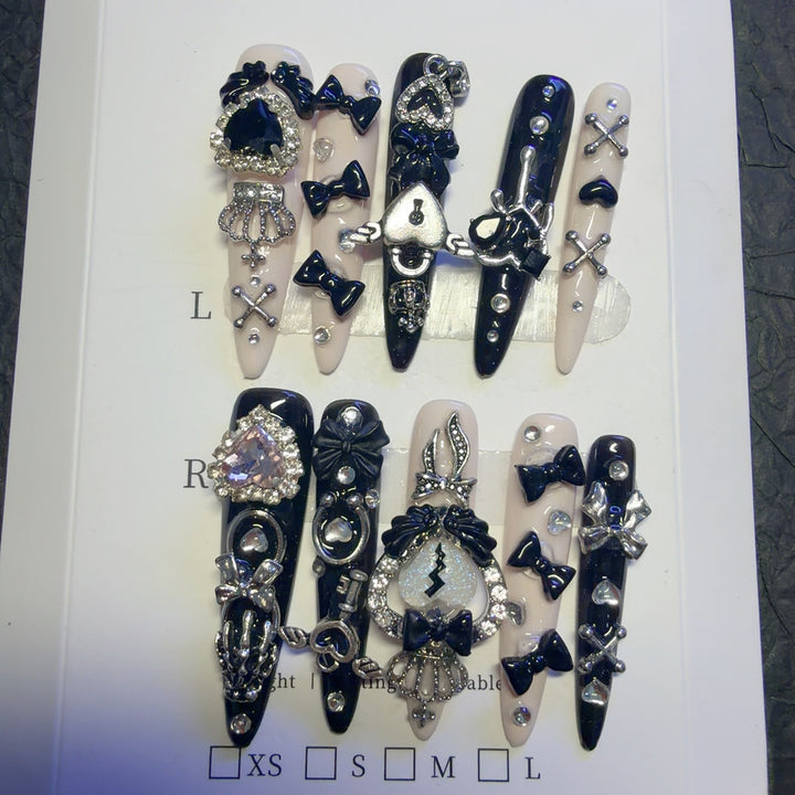 Gothic-Inspired Decorative Press-On Nail Set
