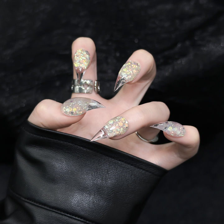Stiletto Press-On Nail Kit with Glitter and Ombre Finish