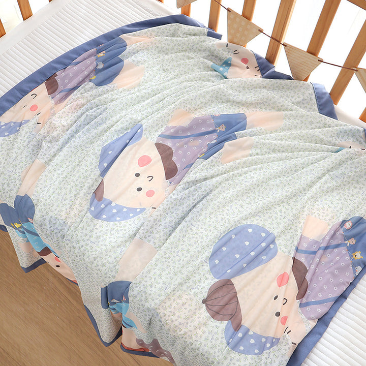 Unisex Nan cozy baby blanket made of cotton muslin with breathable filling and satin edge Stornfield