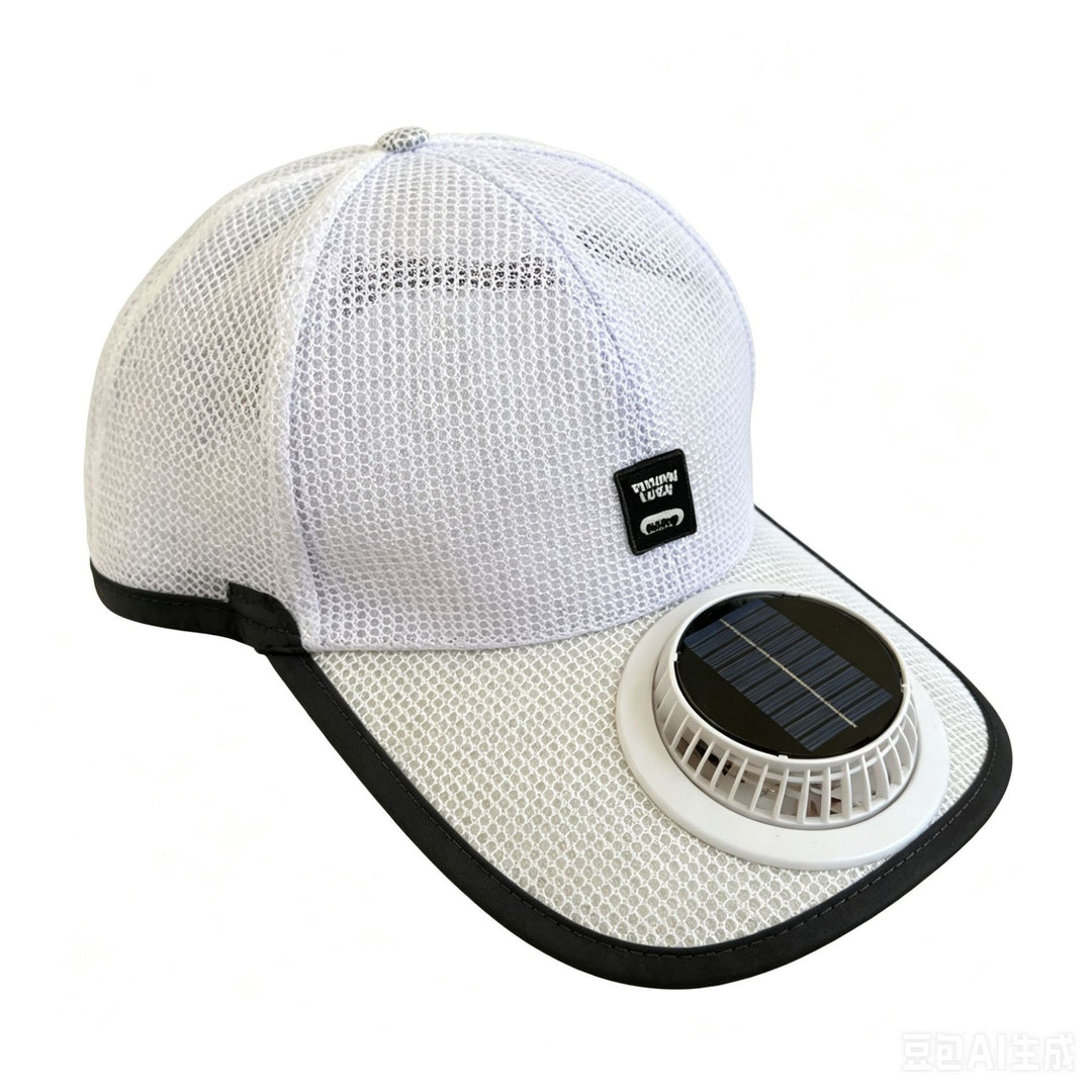 Sun protection cap with integrated solar fan Stornfield