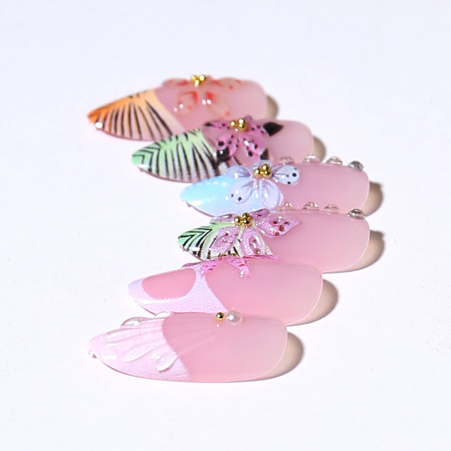 Artistic Floral Press-On Nail Design Stornfield