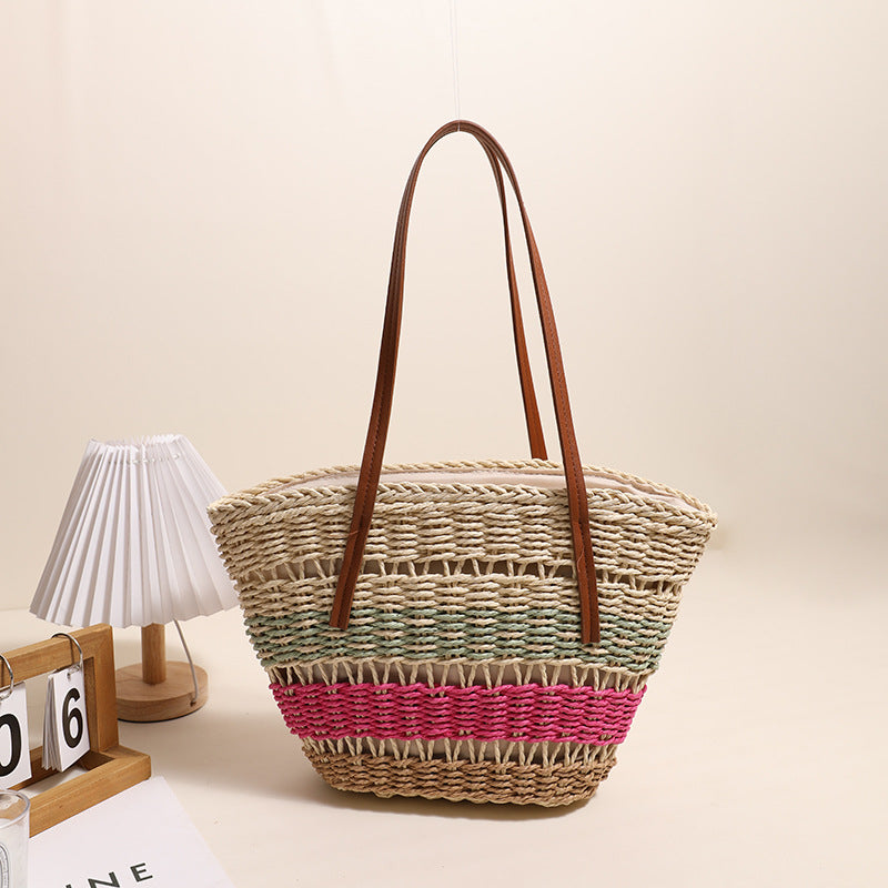 Stylish basket bag with sturdy leather handles Stornfield