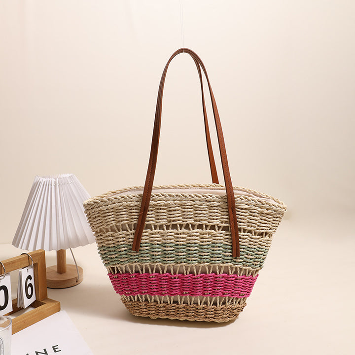 Stylish basket bag with sturdy leather handles Stornfield