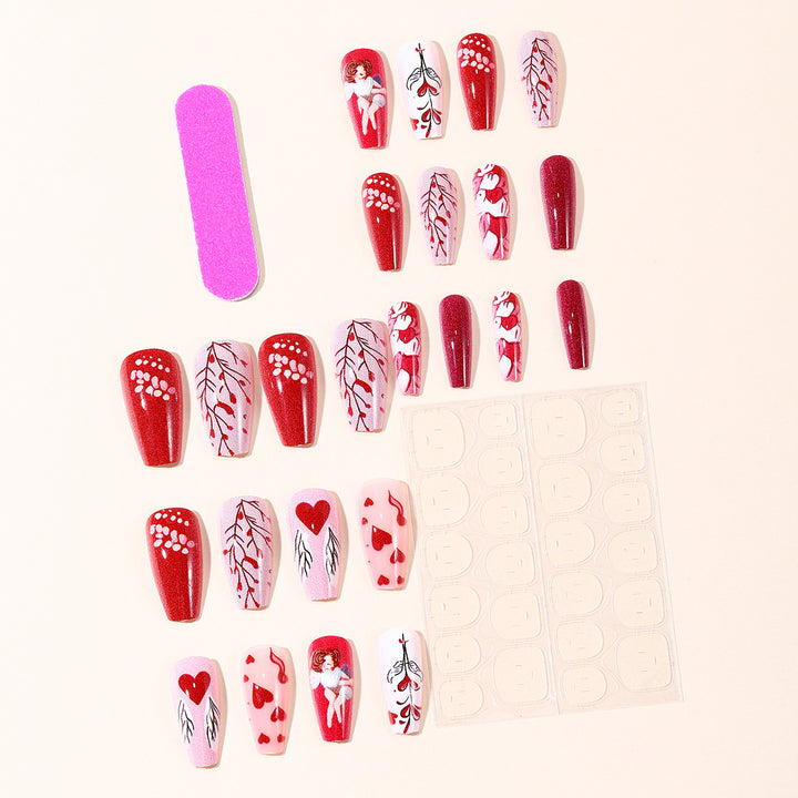 Romantic Heart-Themed Acrylic Nail Art Set Stornfield