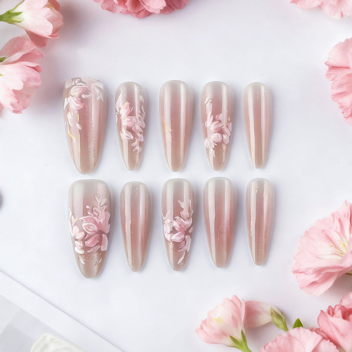 Elegant Floral-Styled Press-On Nails Stornfield