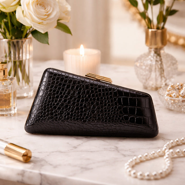 Faux Leather Snakeskin Evening Clutch