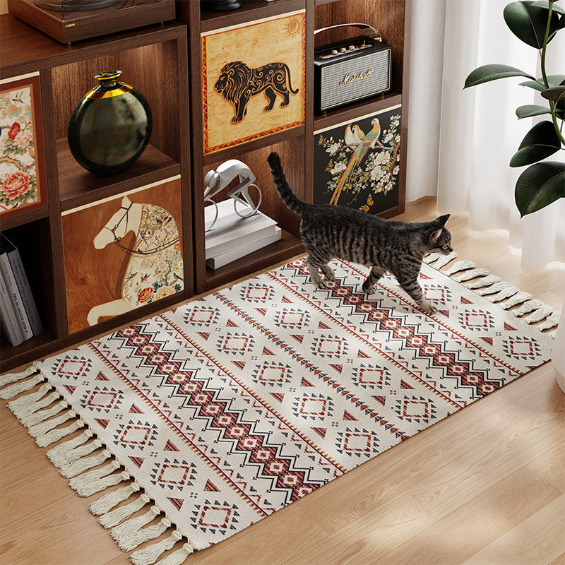 Decorative Area Rug with Fringed Edges Stornfield