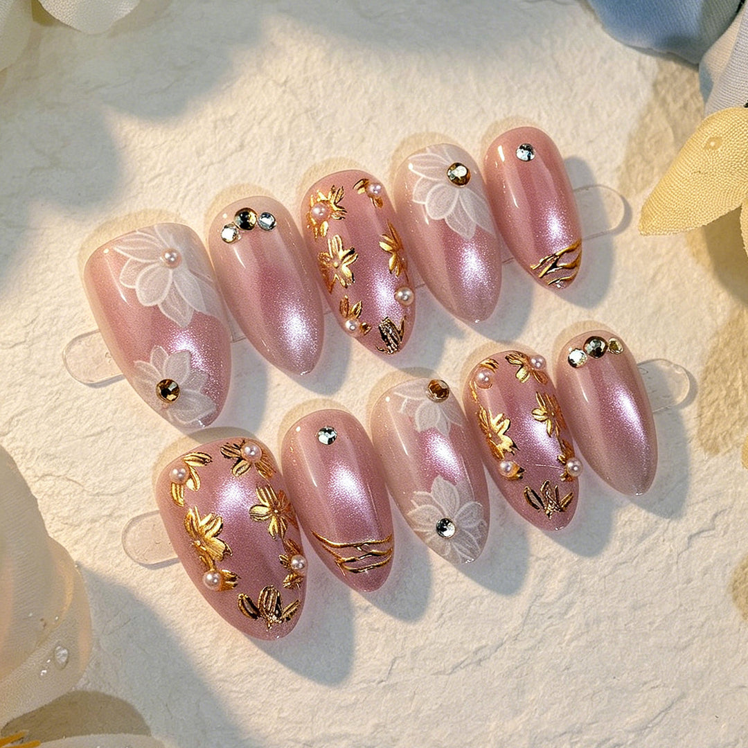 Floral-Embellished Press-On Nail Art Set Stornfield