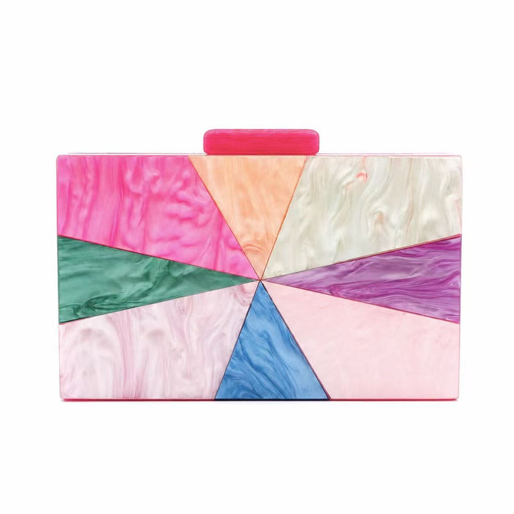 Geometric Multi-Color Acrylic Clutch