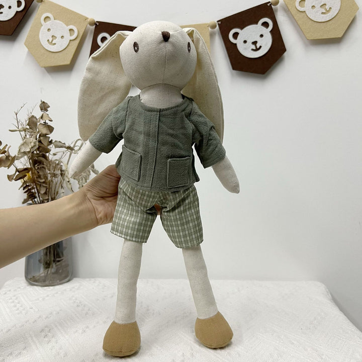 Linen Polka-Dot Floppy-Ear Bunny Doll