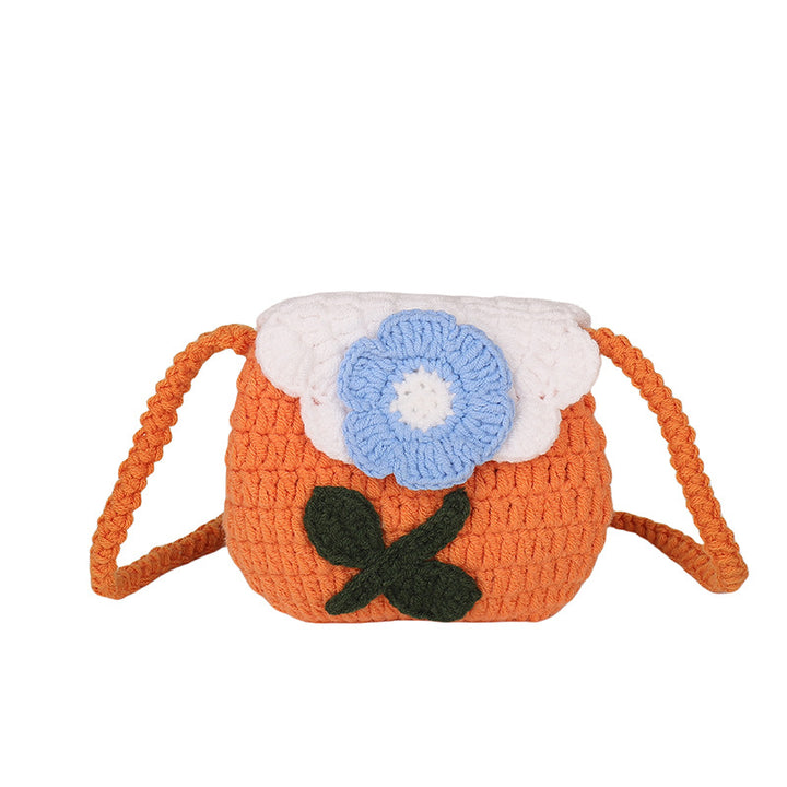 Crochet Flower-Detail Handbag