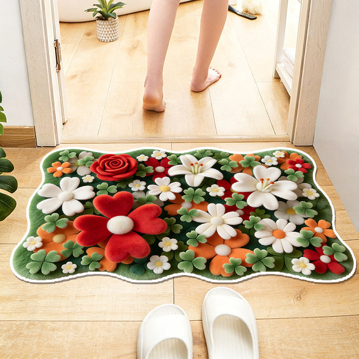 Floral-Themed Waterproof Area Rug