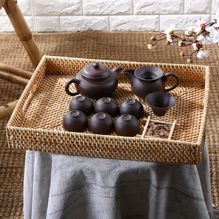 Handcrafted Rectangular Woven Serving Tray Stornfield