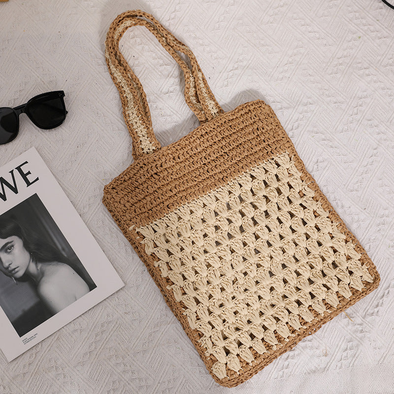Hand-knotted tote bag in modern net design Stornfield