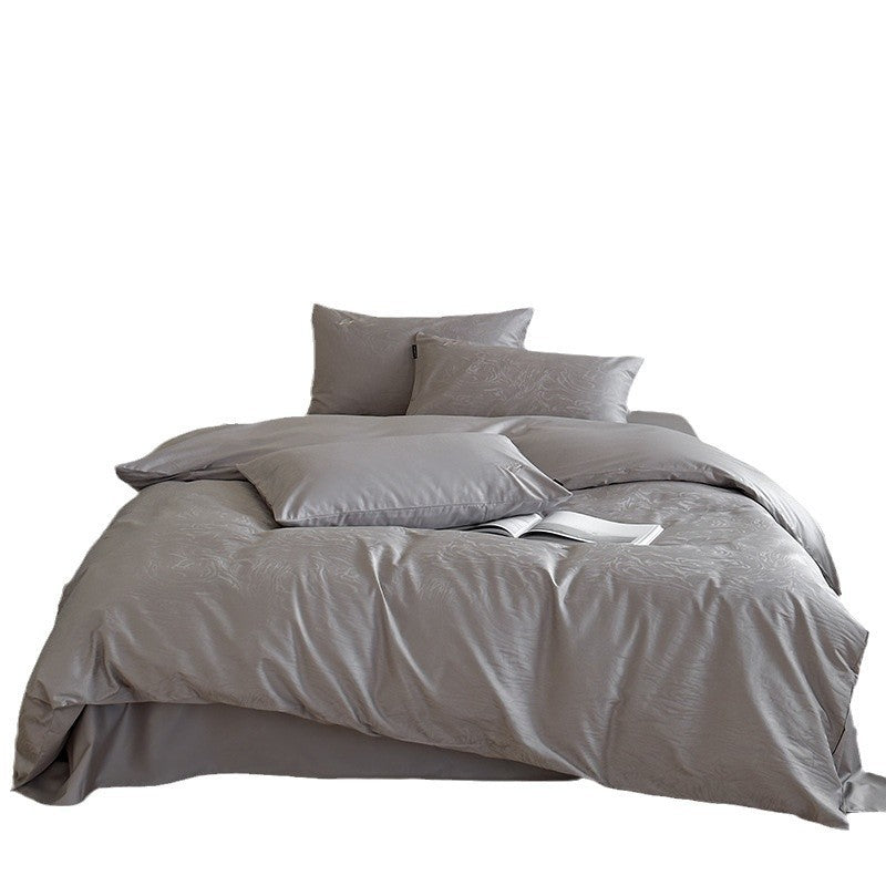 Jacquard Cotton-Sateen Duvet Cover Set with Subtle Woodgrain Texture