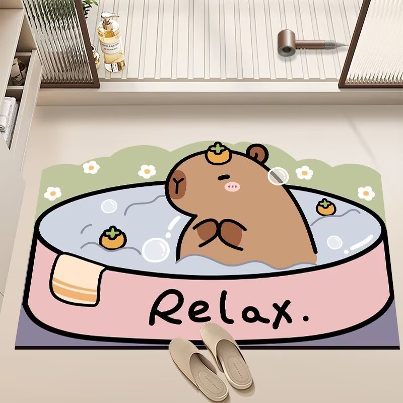Playful Cartoon Design Bath Mat