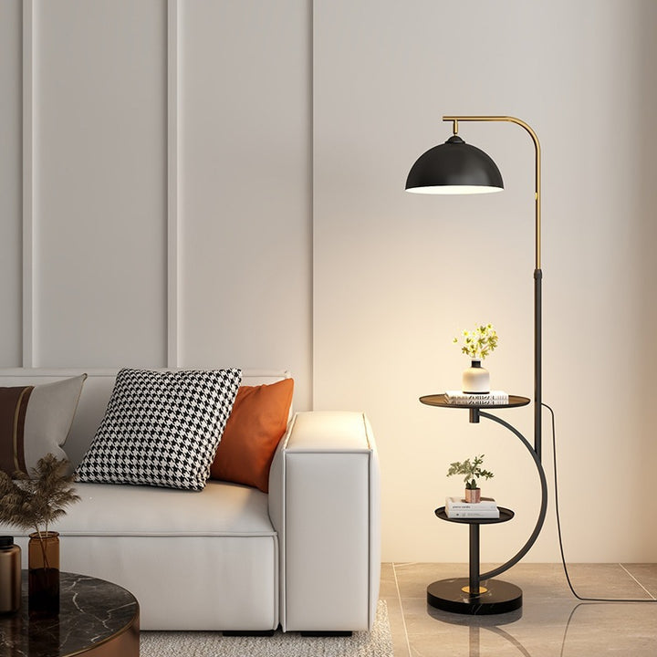 Adjustable Height Floor Lamp with Side Table