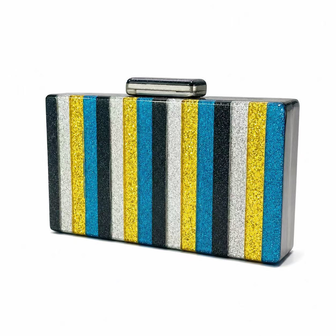 Glittery Striped Evening Clutch