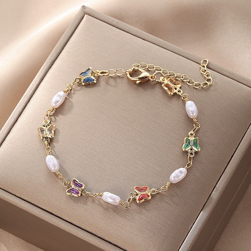 Butterfly and Daisy Charm Anklet Stornfield