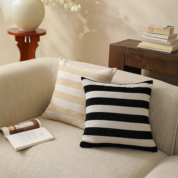 Woven decorative cushion cover with wide stripes and textured cotton blend Stornfield