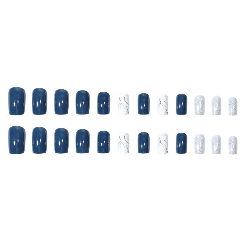 Elegant Marble-Themed Press-On Nails Stornfield