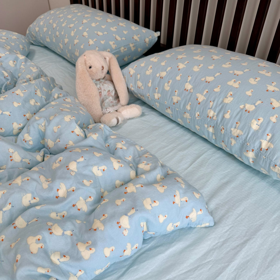 Floral Cotton Reversible Duvet and Sheet Nursery Bedding Set