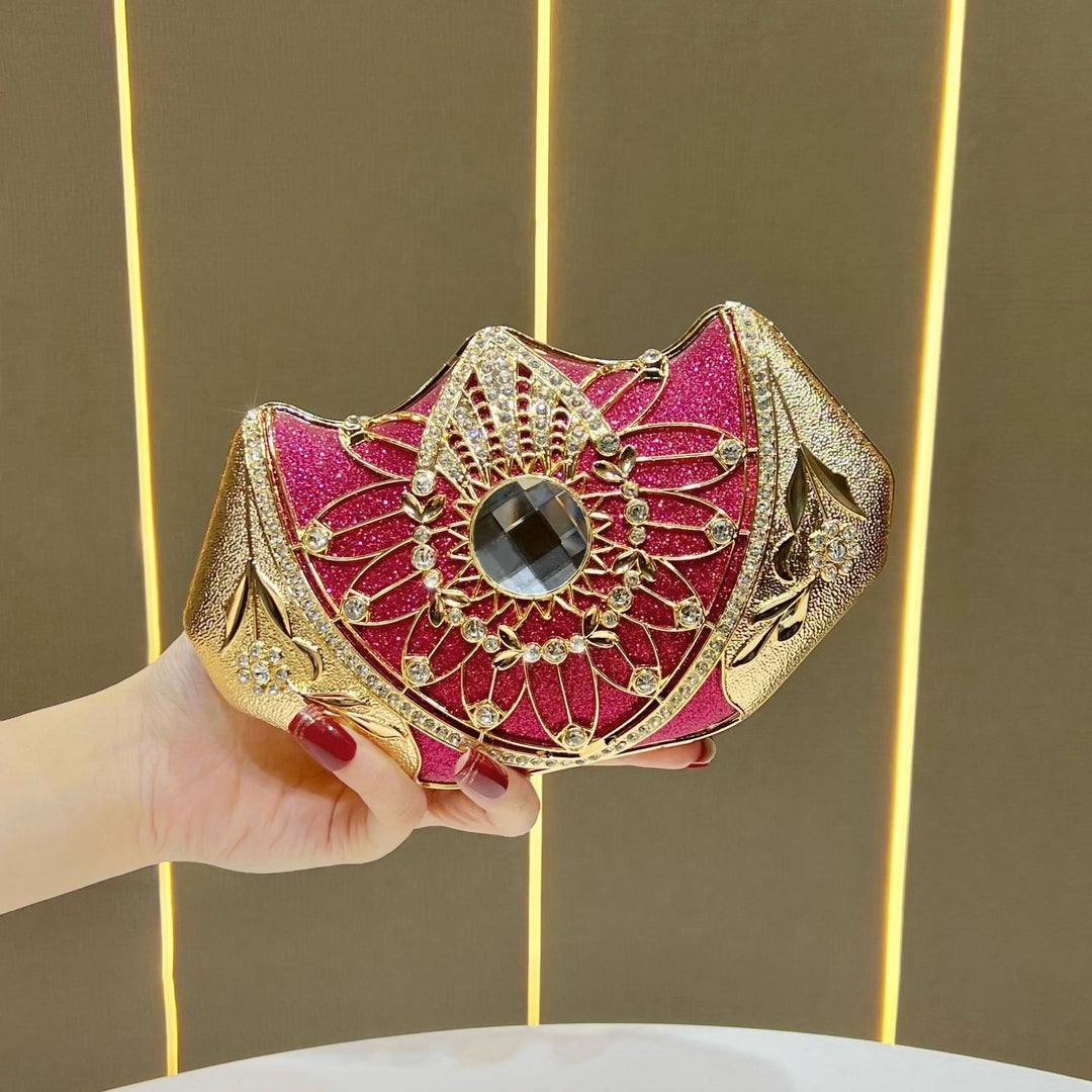 Floral-Inspired Rhinestone Evening Clutch