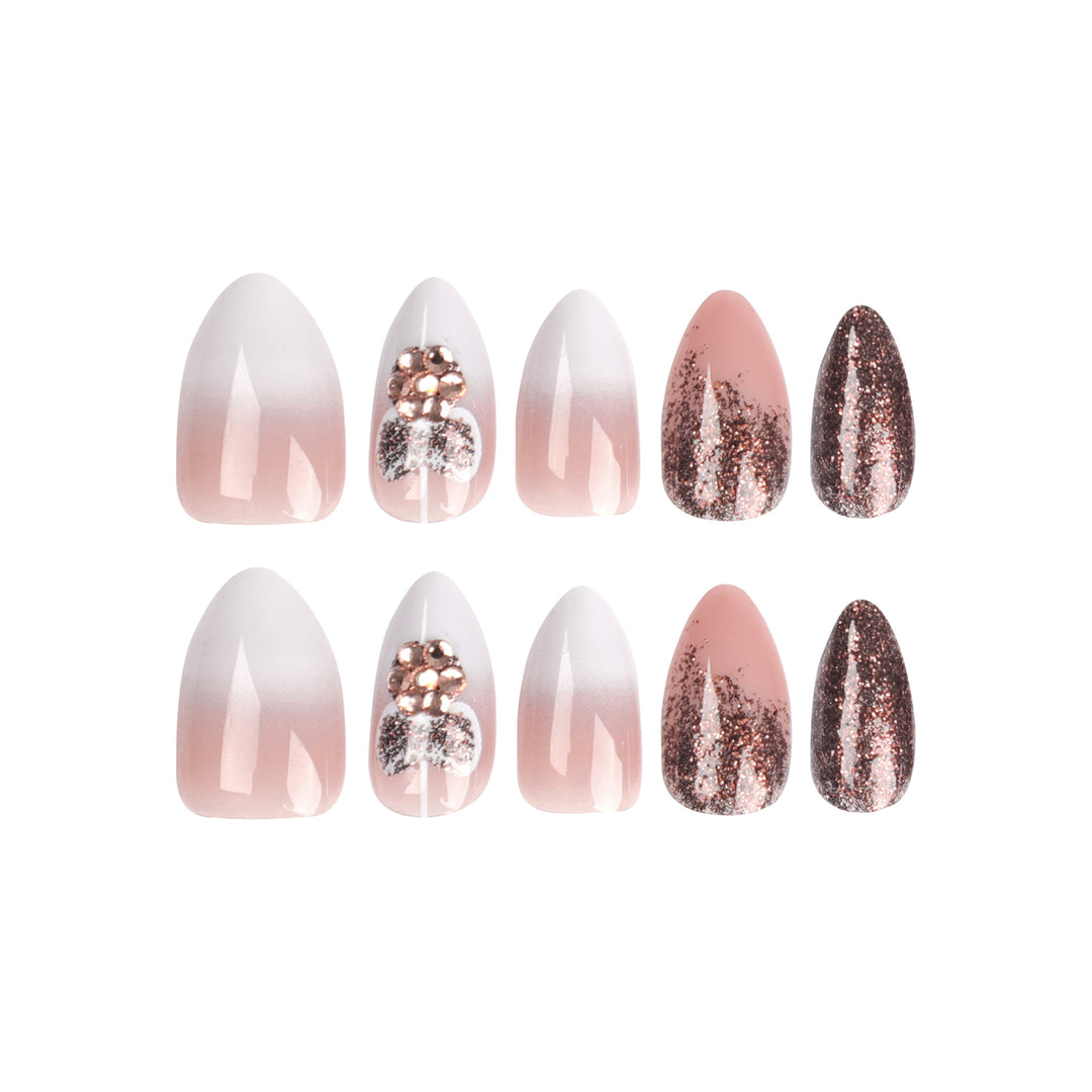 Artful Nail Extensions with Glitter and Heart Motif Stornfield
