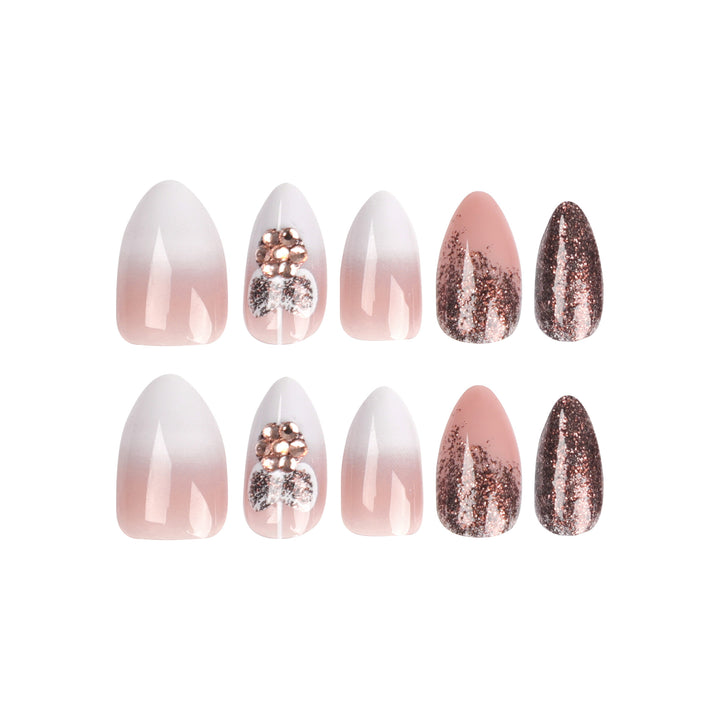 Artful Nail Extensions with Glitter and Heart Motif Stornfield