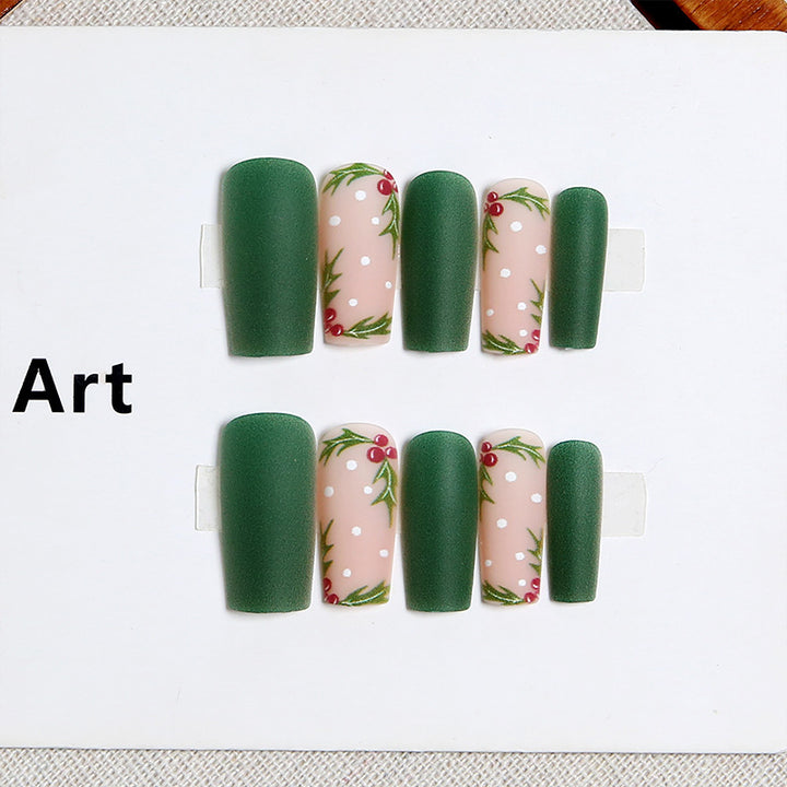 Acrylic nail set with festive Christmas design and elegant 3D embellishments Stornfield