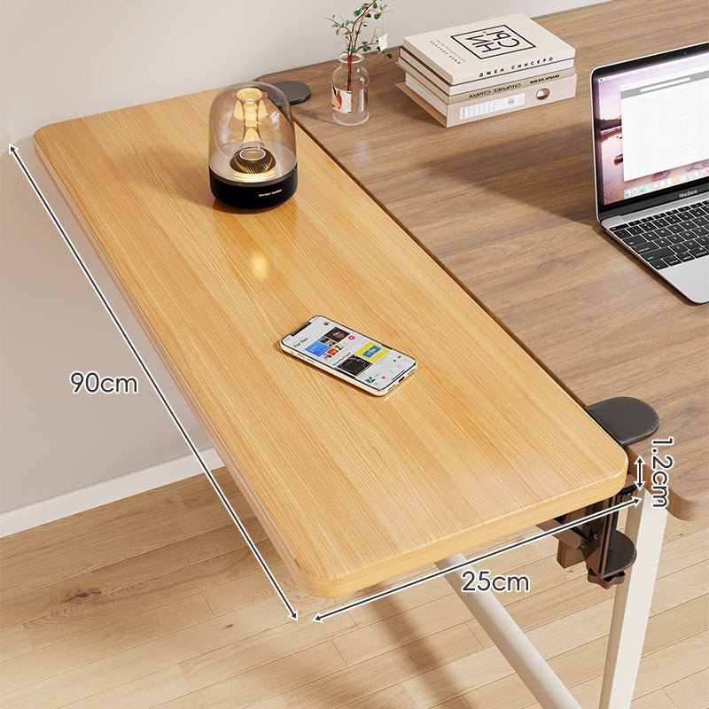 Clamp-On Adjustable Wooden Desk Side Shelf Extension with Foldable Bracket