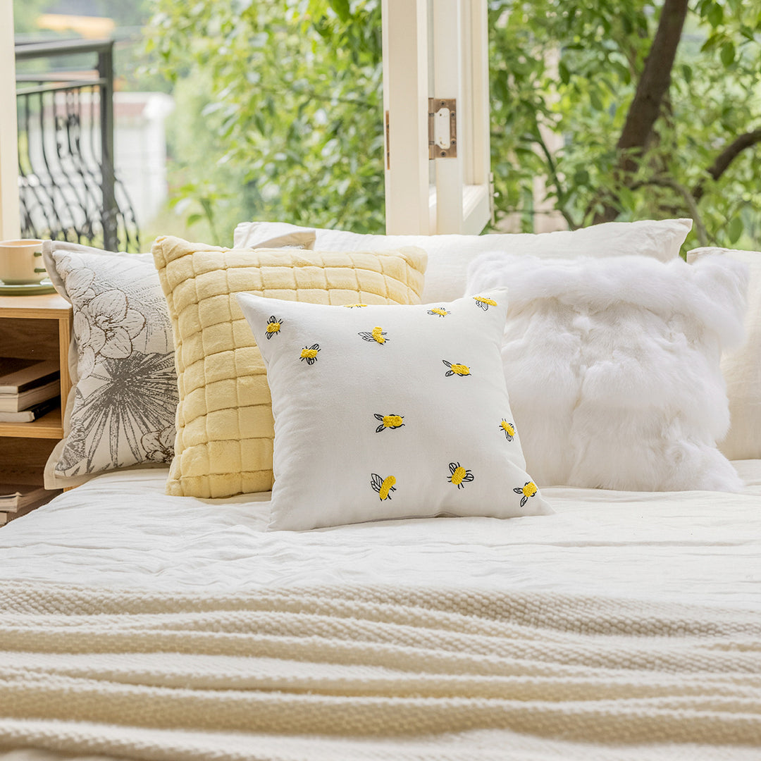 Fluffy decorative pillow with modern patterns