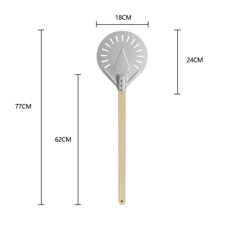 long-handled perforated pizza peel with wooden handle Stornfield