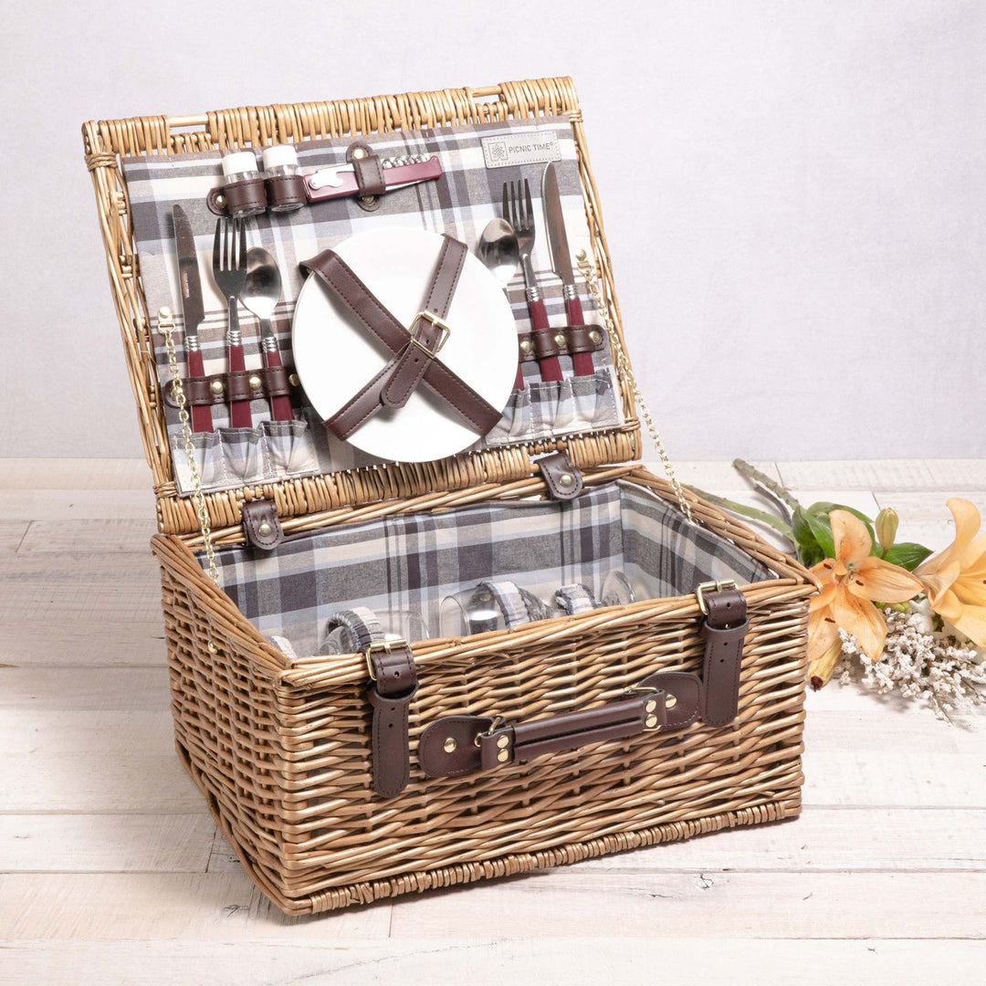 Ladies High-Quality Picnic Basket with Integrated Dish Set and Insulated Inner Pocket Stornfield