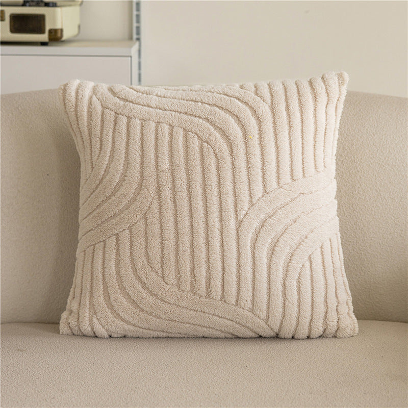 Decorative Rectangular Bouclé Textured Lumbar Throw Pillow