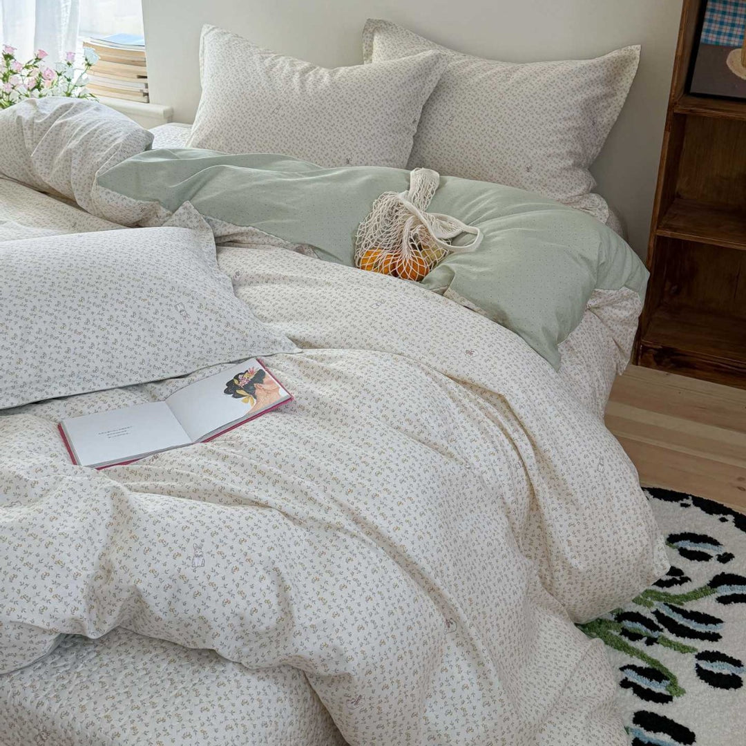 Quilted Cotton Bedding Set with Teddy and Micro Leopard Print
