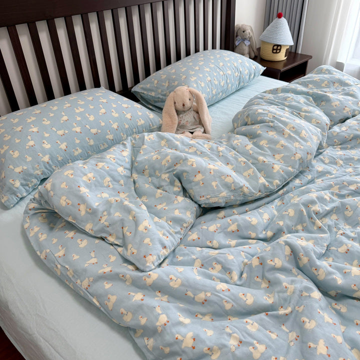 Floral Cotton Reversible Duvet and Sheet Nursery Bedding Set