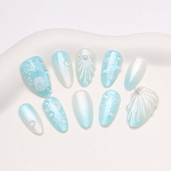 Artistic Ocean-Inspired Press-On Nail Set Stornfield