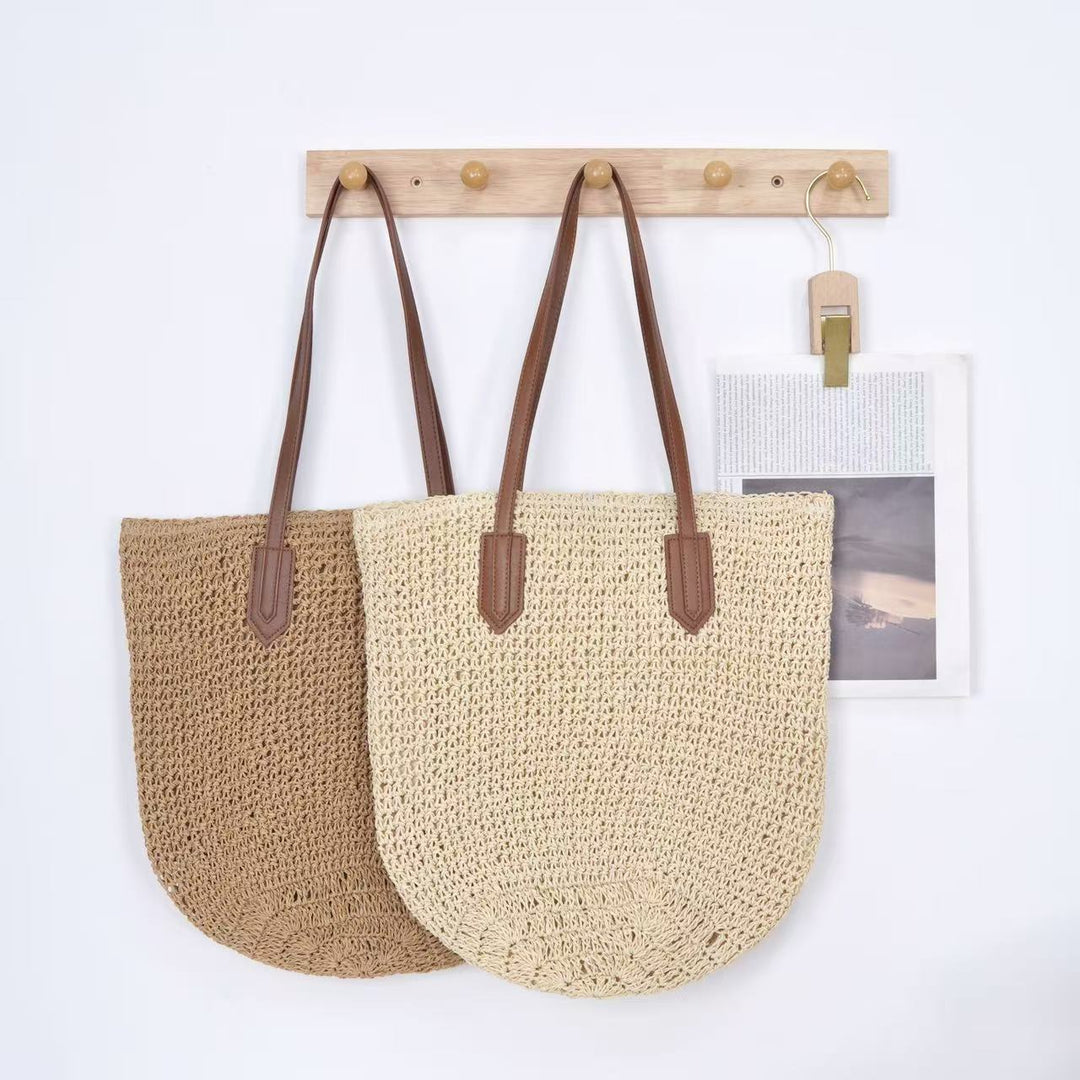 Braided tote bag with long leather handles Stornfield